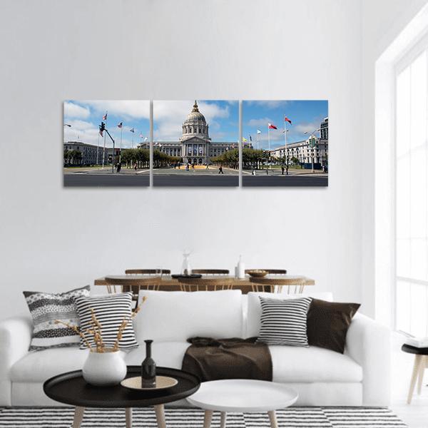 City Hall San Francisco Panoramic Canvas Wall Art-3 Piece-25" x 08"-Tiaracle