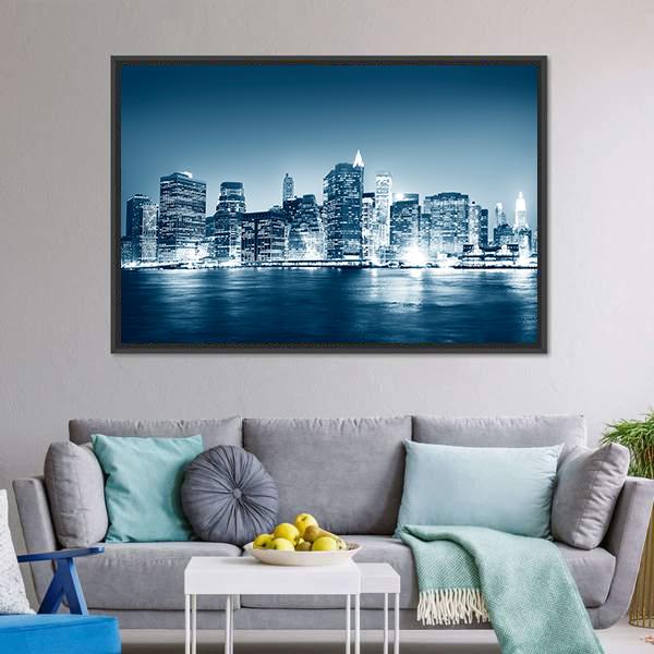 Building Skyscraper NY Canvas Wall Art-1 Piece-Floating Frame-24" x 16"-Tiaracle