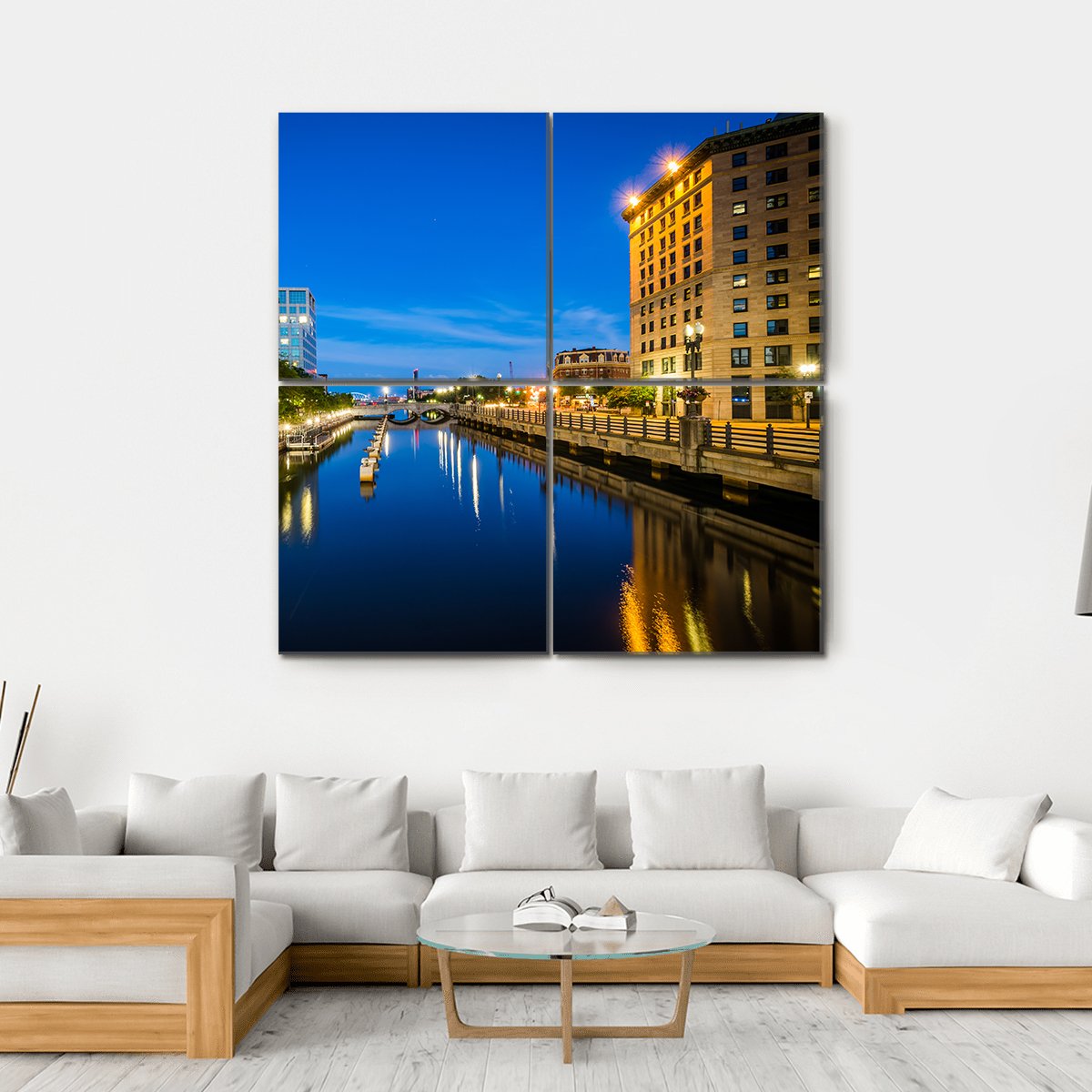 Buildings Along Providence River Canvas Wall Art-4 Square-Gallery Wrap-17" x 17"-Tiaracle