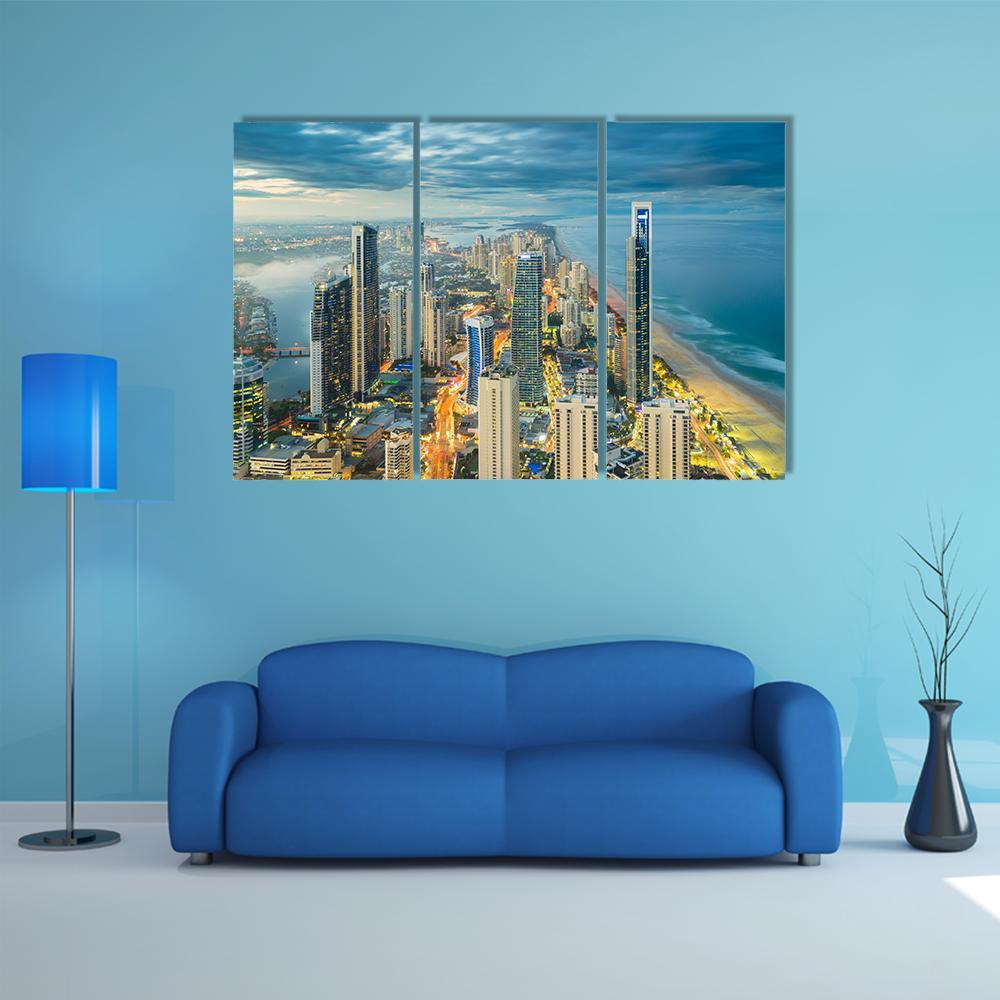 Buildings At Riverside Canvas Wall Art-3 Horizontal-Gallery Wrap-37" x 24"-Tiaracle