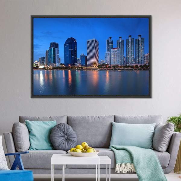 Buildings In Bangkok Downtown Panoramic Canvas Wall Art-1 Piece-36" x 12"-Tiaracle