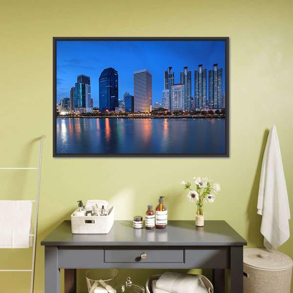 Buildings In Bangkok Downtown Panoramic Canvas Wall Art-1 Piece-36" x 12"-Tiaracle