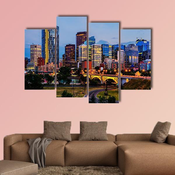 Buildings In Calgary Canvas Wall Art-1 Piece-Gallery Wrap-48" x 32"-Tiaracle