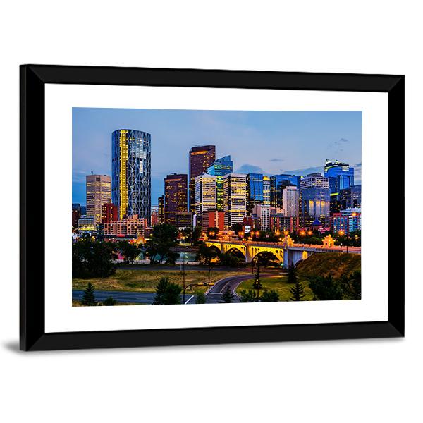 Buildings In Calgary Canvas Wall Art-3 Horizontal-Gallery Wrap-25" x 16"-Tiaracle