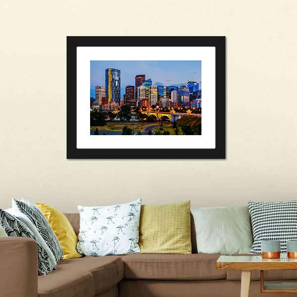 Buildings In Calgary Canvas Wall Art-3 Horizontal-Gallery Wrap-25" x 16"-Tiaracle