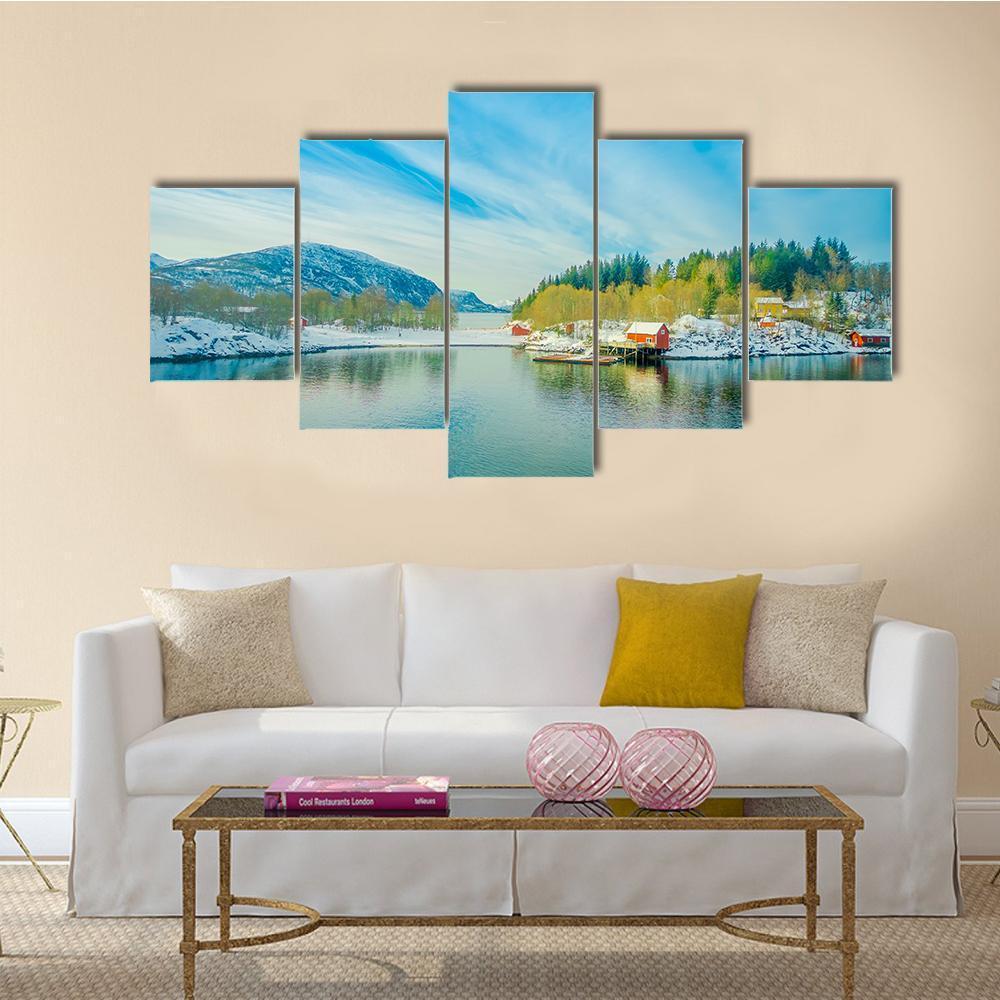 Buildings In Coastal Scenes Canvas Wall Art-5 Star-Gallery Wrap-62" x 32"-Tiaracle