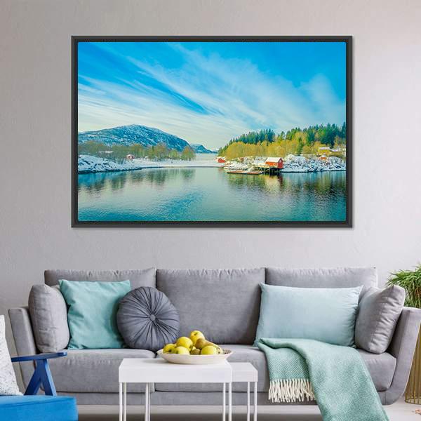 Buildings In Coastal Scenes Canvas Wall Art-1 Piece-Floating Frame-24" x 16"-Tiaracle