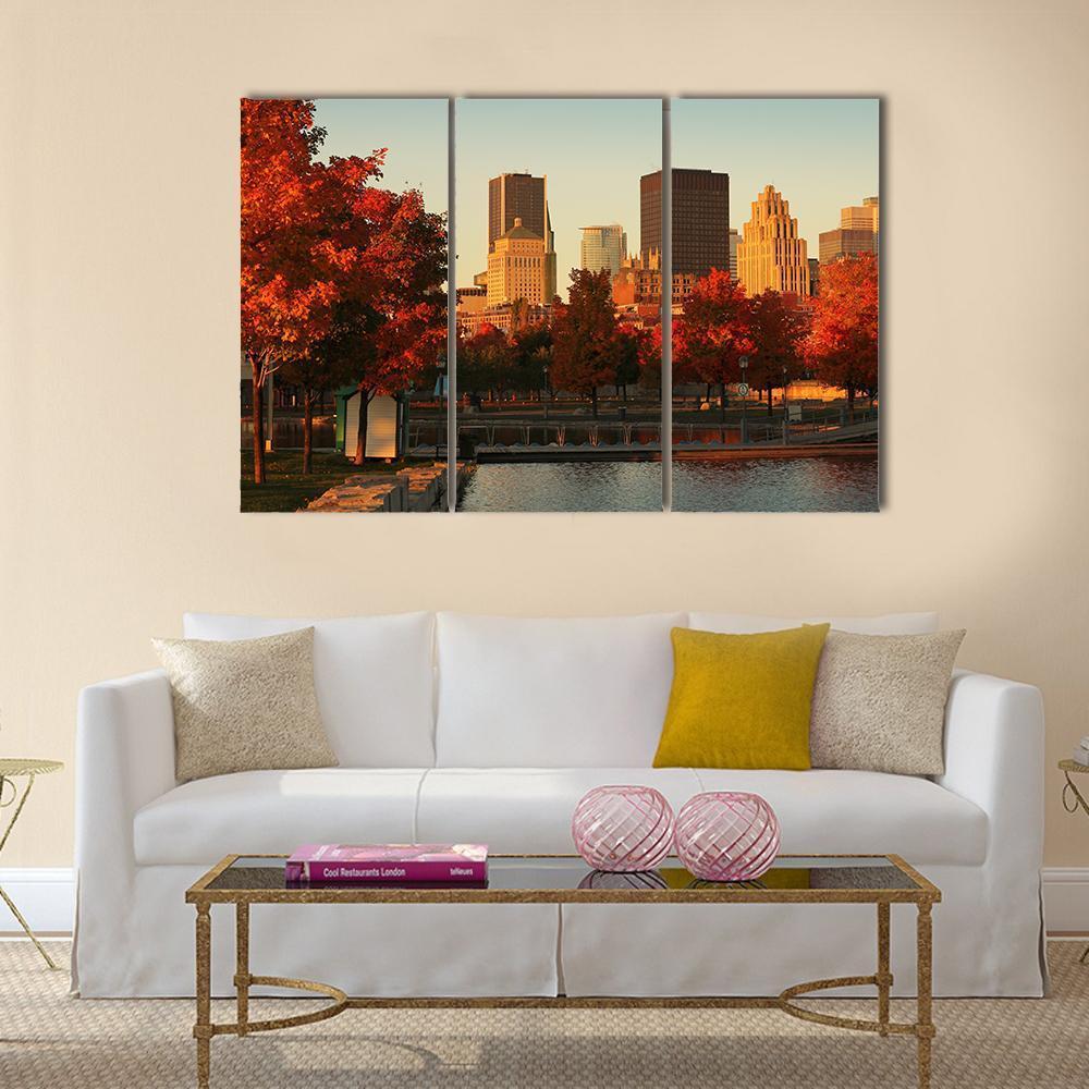 Buildings In Montreal Canvas Wall Art-3 Horizontal-Gallery Wrap-37" x 24"-Tiaracle