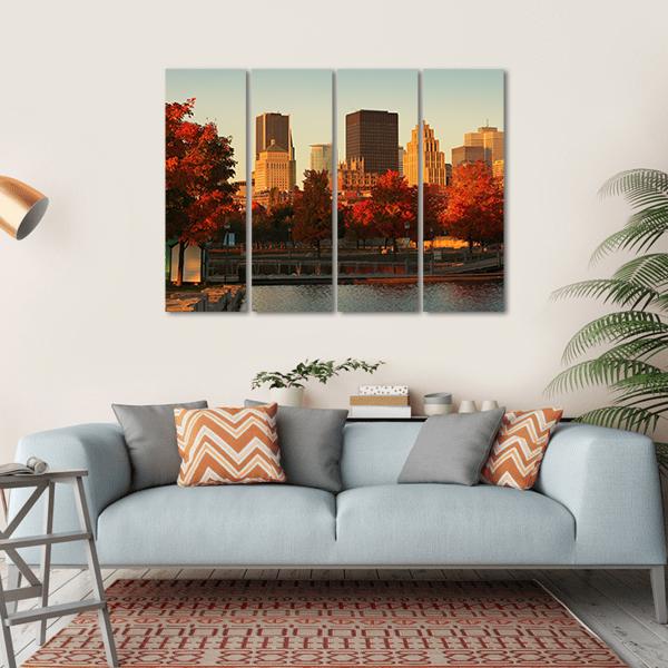 Buildings In Montreal Canvas Wall Art-4 Horizontal-Gallery Wrap-34" x 24"-Tiaracle