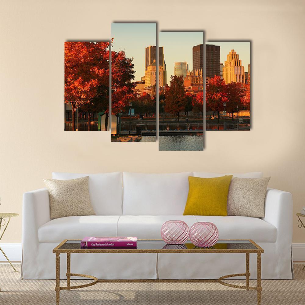 Buildings In Montreal Canvas Wall Art-4 Pop-Gallery Wrap-50" x 32"-Tiaracle