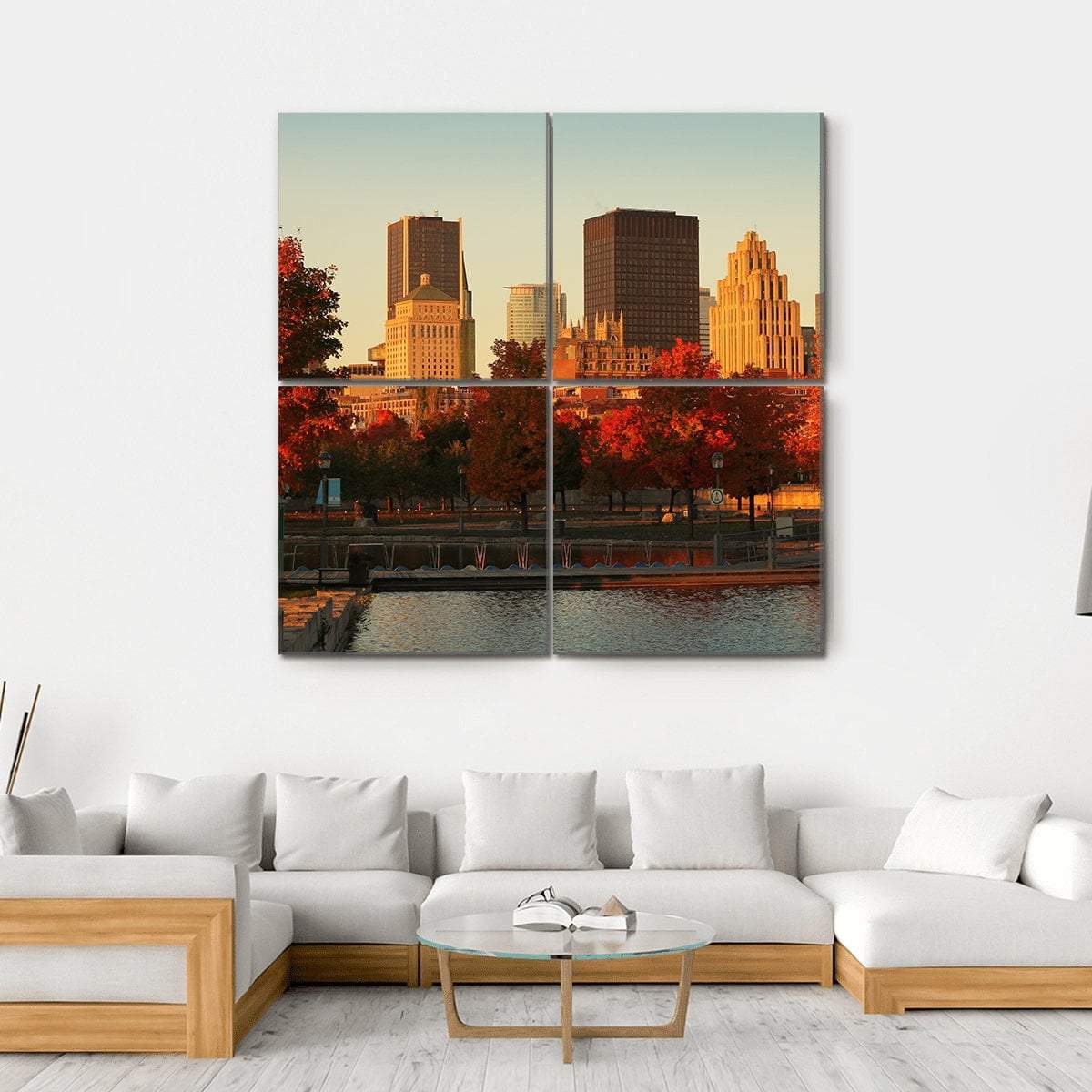 Buildings In Montreal Canvas Wall Art-4 Square-Gallery Wrap-17" x 17"-Tiaracle
