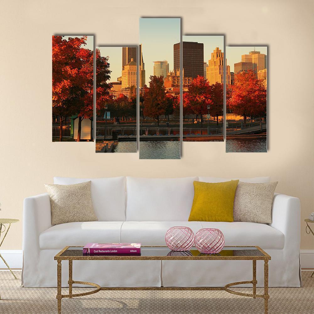 Buildings In Montreal Canvas Wall Art-5 Pop-Gallery Wrap-47" x 32"-Tiaracle