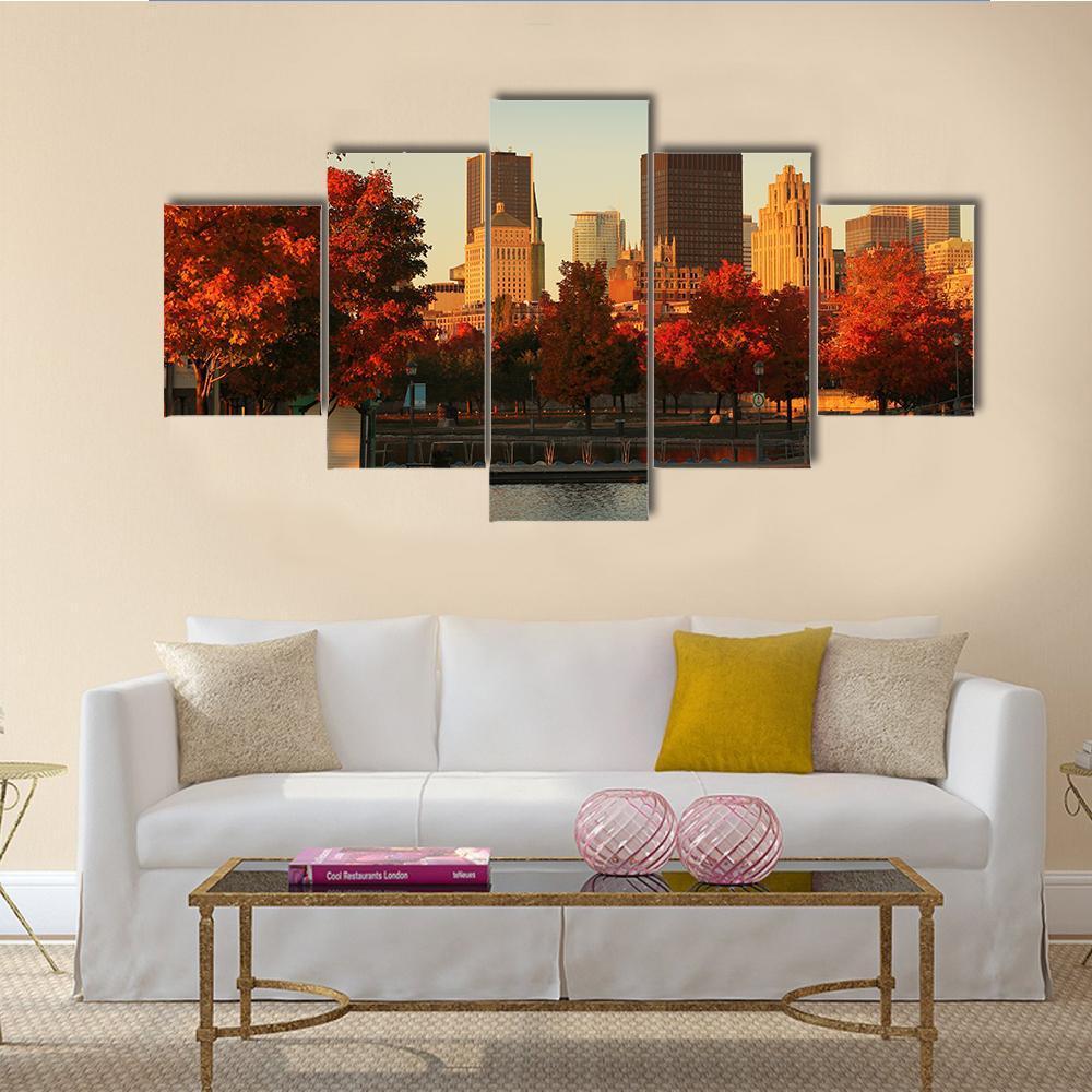 Buildings In Montreal Canvas Wall Art-5 Star-Gallery Wrap-62" x 32"-Tiaracle