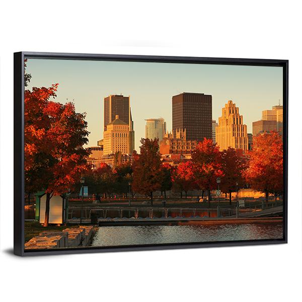 Buildings In Montreal Canvas Wall Art-3 Horizontal-Gallery Wrap-25" x 16"-Tiaracle