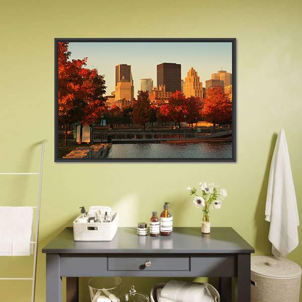 Buildings In Montreal Canvas Wall Art-3 Horizontal-Gallery Wrap-25" x 16"-Tiaracle