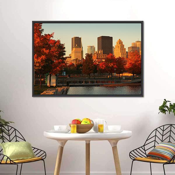 Buildings In Montreal Canvas Wall Art-3 Horizontal-Gallery Wrap-25" x 16"-Tiaracle