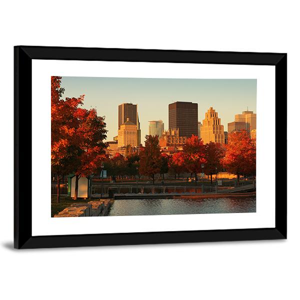 Buildings In Montreal Canvas Wall Art-3 Horizontal-Gallery Wrap-25" x 16"-Tiaracle