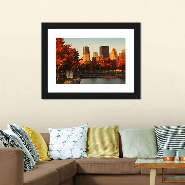 Buildings In Montreal Canvas Wall Art-3 Horizontal-Gallery Wrap-25" x 16"-Tiaracle
