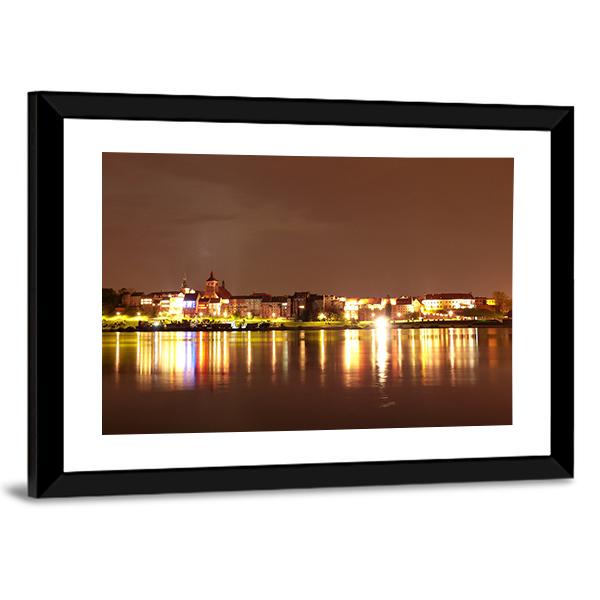Buildings Near River Wisla Panoramic Canvas Wall Art-1 Piece-36" x 12"-Tiaracle
