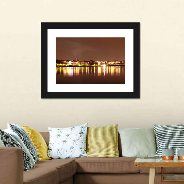 Buildings Near River Wisla Panoramic Canvas Wall Art-1 Piece-36" x 12"-Tiaracle