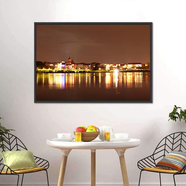 Buildings Near River Wisla Panoramic Canvas Wall Art-1 Piece-36" x 12"-Tiaracle