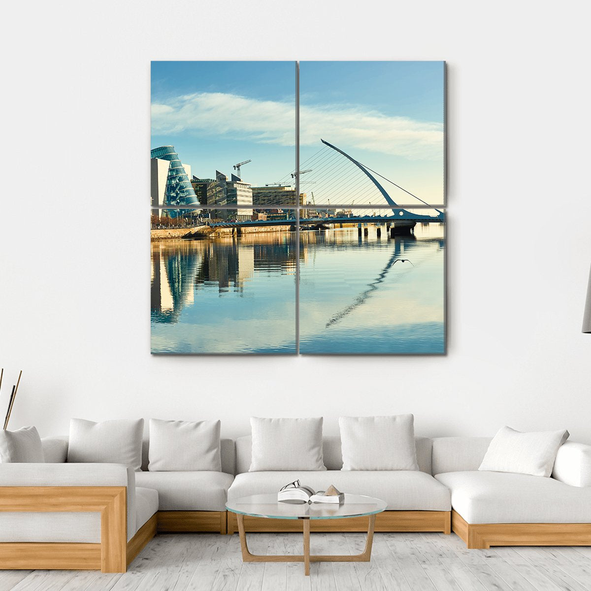 Buildings On Liffey River Canvas Wall Art-4 Square-Gallery Wrap-17" x 17"-Tiaracle