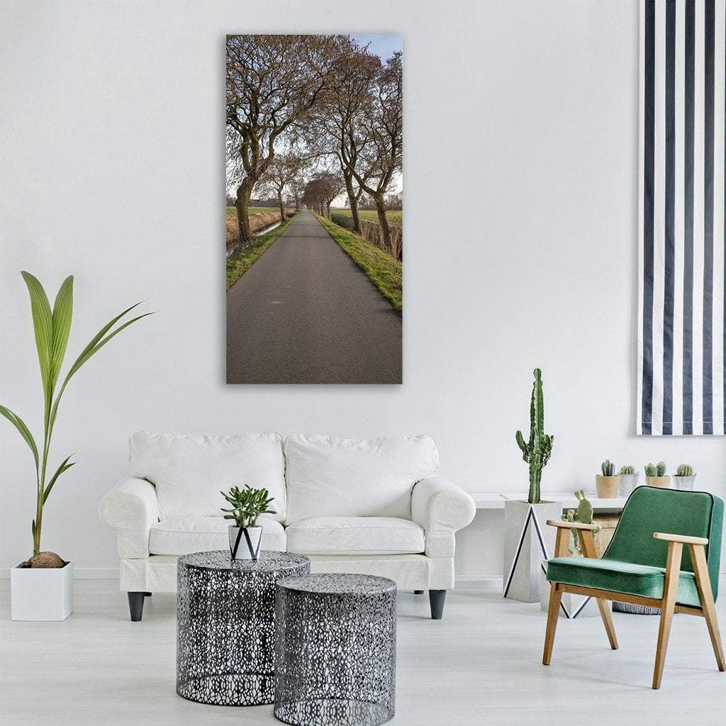 Buitenweg Road Path With Fields Vertical Canvas Wall Art-1 Vertical-Gallery Wrap-12" x 24"-Tiaracle