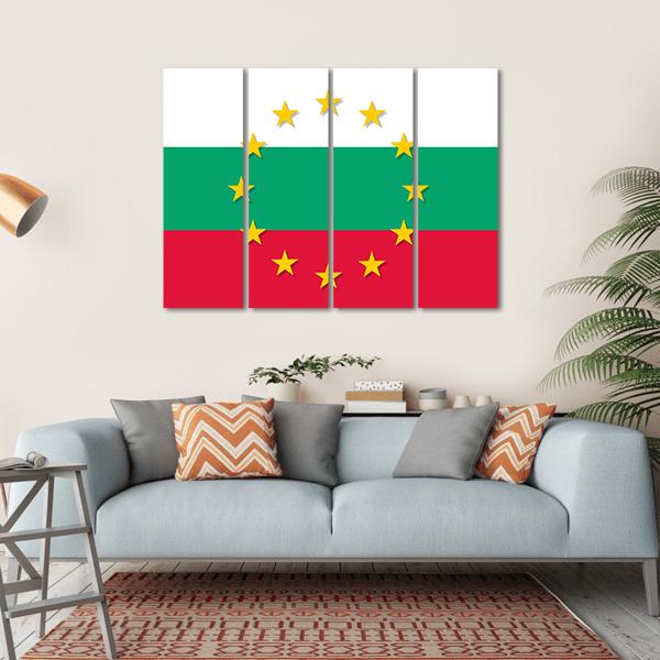 Bulgaria National Flag Canvas Wall Art-4 Horizontal-Gallery Wrap-34" x 24"-Tiaracle