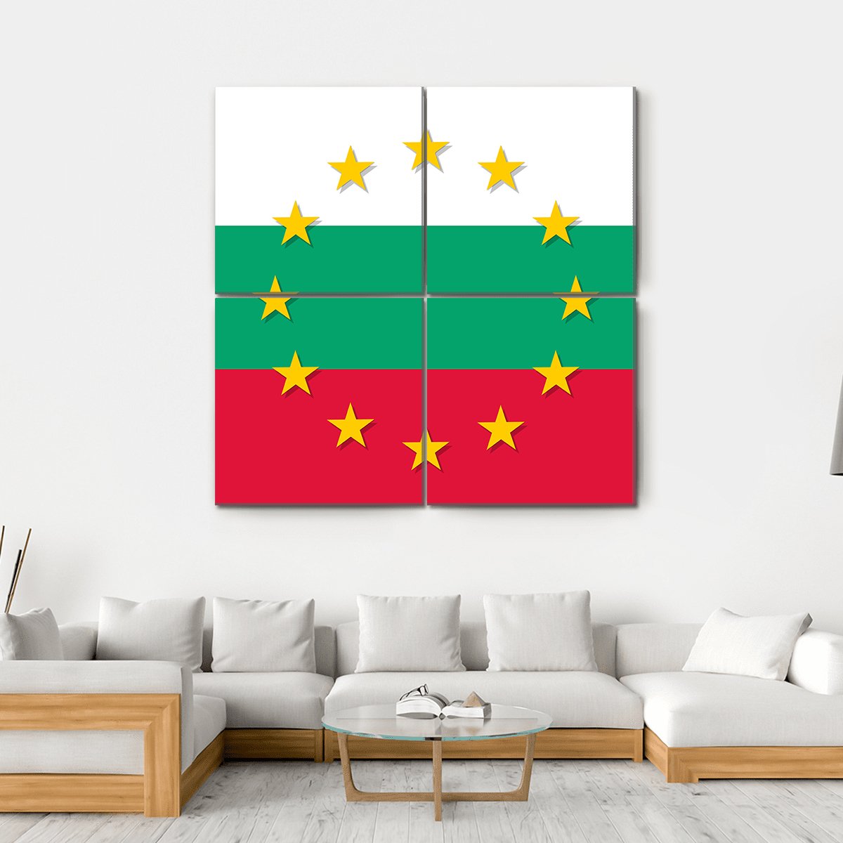 Bulgaria National Flag Canvas Wall Art-4 Square-Gallery Wrap-17" x 17"-Tiaracle
