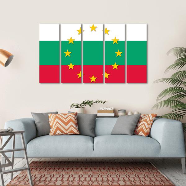 Bulgaria National Flag Canvas Wall Art-5 Horizontal-Gallery Wrap-22" x 12"-Tiaracle