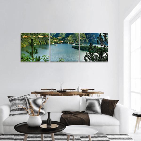 Lake At Vacha River Panoramic Canvas Wall Art-3 Piece-25" x 08"-Tiaracle