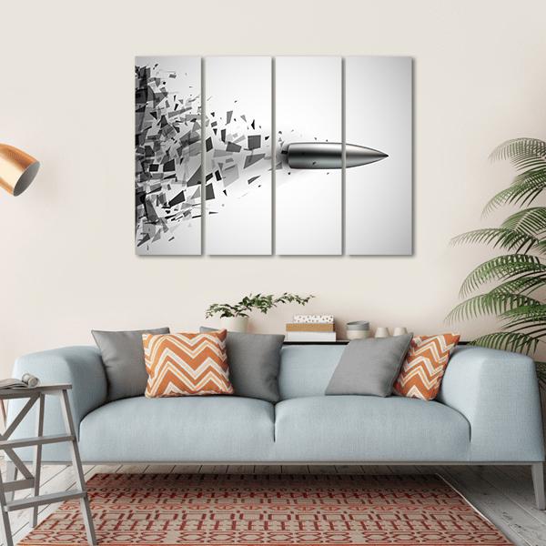 Bullet Shot Smashed The Glass In The Splinters Canvas Wall Art-4 Horizontal-Gallery Wrap-34" x 24"-Tiaracle