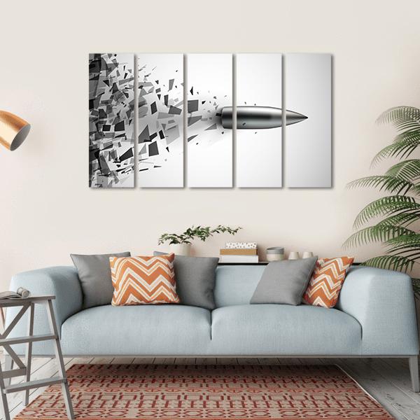 Bullet Shot Smashed The Glass In The Splinters Canvas Wall Art-5 Horizontal-Gallery Wrap-22" x 12"-Tiaracle