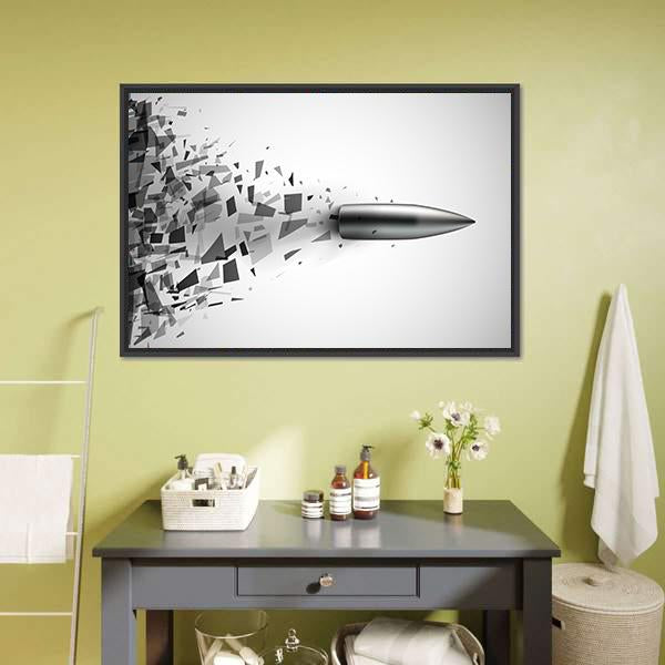 Bullet Shot Smashed The Glass In The Splinters Canvas Wall Art-5 Horizontal-Gallery Wrap-22" x 12"-Tiaracle