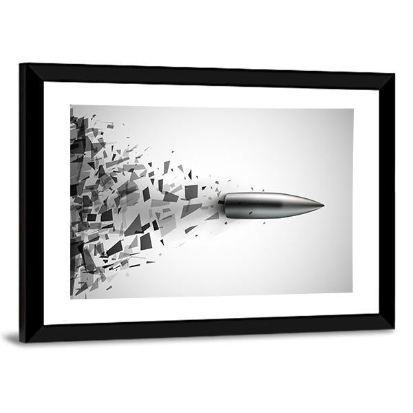 Bullet Shot Smashed The Glass In The Splinters Canvas Wall Art-5 Horizontal-Gallery Wrap-22" x 12"-Tiaracle