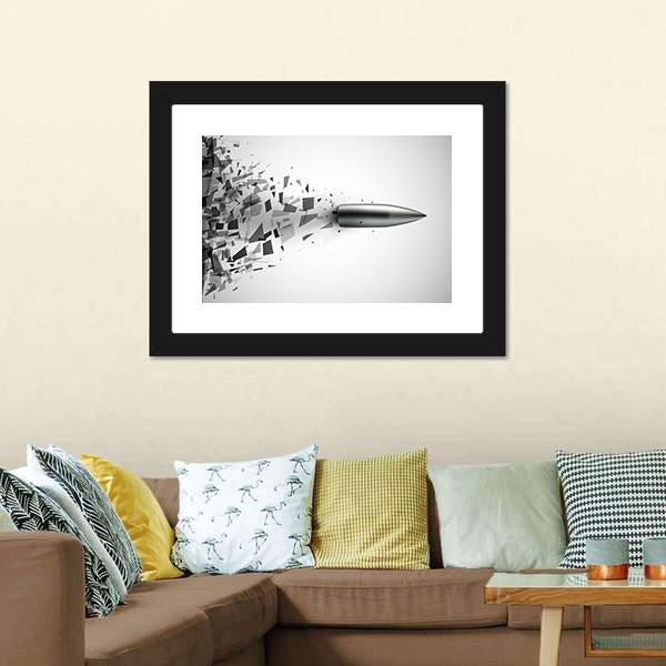 Bullet Shot Smashed The Glass In The Splinters Canvas Wall Art-5 Horizontal-Gallery Wrap-22" x 12"-Tiaracle