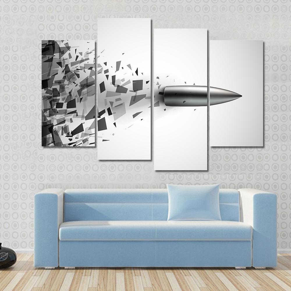 Bullet Shot Smashed The Glass In The Splinters Canvas Wall Art-4 Pop-Gallery Wrap-50" x 32"-Tiaracle