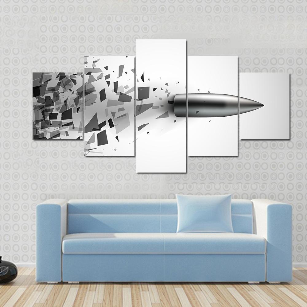 Bullet Shot Smashed The Glass In The Splinters Canvas Wall Art-4 Pop-Gallery Wrap-50" x 32"-Tiaracle