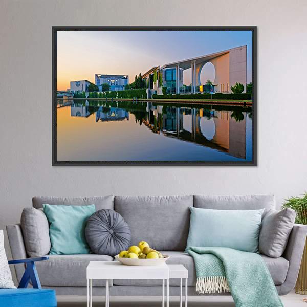 Bundeskanzleramt In Berlin Canvas Wall Art-1 Piece-Floating Frame-24" x 16"-Tiaracle