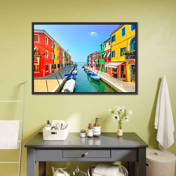 Burano Island Canal Canvas Wall Art-5 Horizontal-Gallery Wrap-22" x 12"-Tiaracle