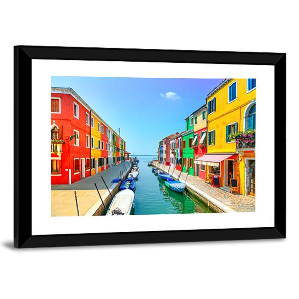 Burano Island Canal Canvas Wall Art-5 Horizontal-Gallery Wrap-22" x 12"-Tiaracle
