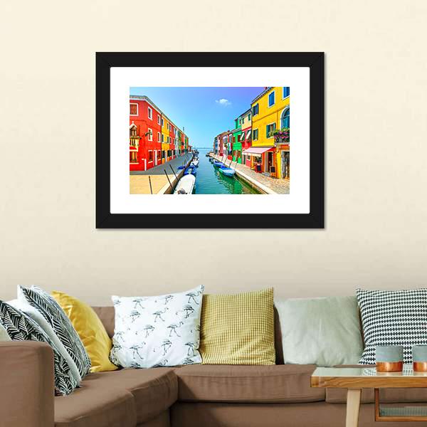 Burano Island Canal Canvas Wall Art-5 Horizontal-Gallery Wrap-22" x 12"-Tiaracle