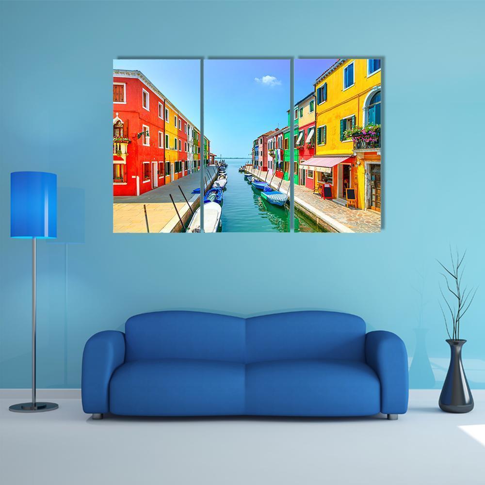 Burano Island Canal Canvas Wall Art-3 Horizontal-Gallery Wrap-37" x 24"-Tiaracle