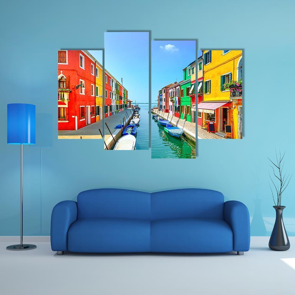 Burano Island Canal Canvas Wall Art-4 Pop-Gallery Wrap-50" x 32"-Tiaracle
