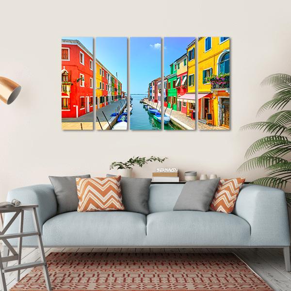 Burano Island Canal Canvas Wall Art-5 Horizontal-Gallery Wrap-22" x 12"-Tiaracle