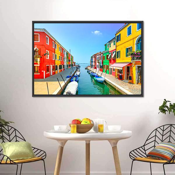 Burano Island Canal Canvas Wall Art-3 Horizontal-Gallery Wrap-25" x 16"-Tiaracle