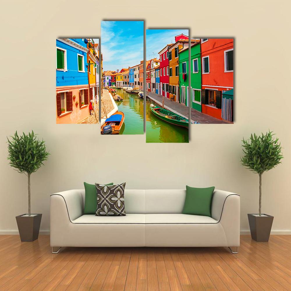 Burano Island In The Venetian Lagoon Canvas Wall Art-4 Pop-Gallery Wrap-34" x 20"-Tiaracle