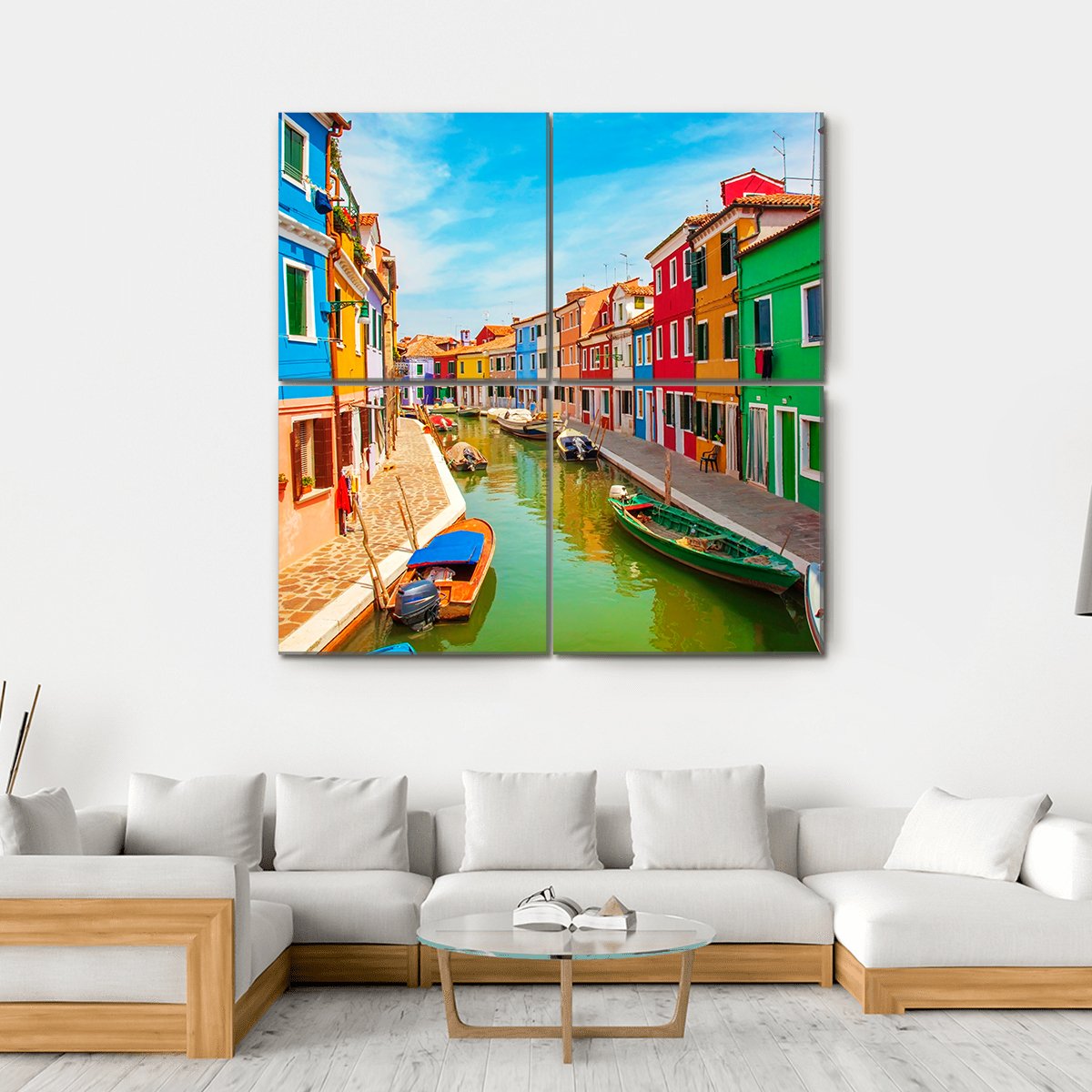 Burano Island In The Venetian Lagoon Canvas Wall Art-4 Square-Gallery Wrap-17" x 17"-Tiaracle