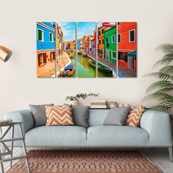 Burano Island In The Venetian Lagoon Canvas Wall Art-5 Horizontal-Gallery Wrap-22" x 12"-Tiaracle