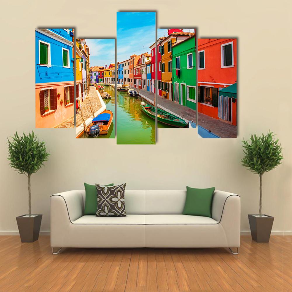 Burano Island In The Venetian Lagoon Canvas Wall Art-5 Pop-Gallery Wrap-32" x 21"-Tiaracle